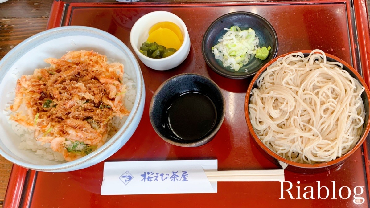 由比『桜えび茶屋』桜えびのかき揚げ丼とお蕎麦のセット