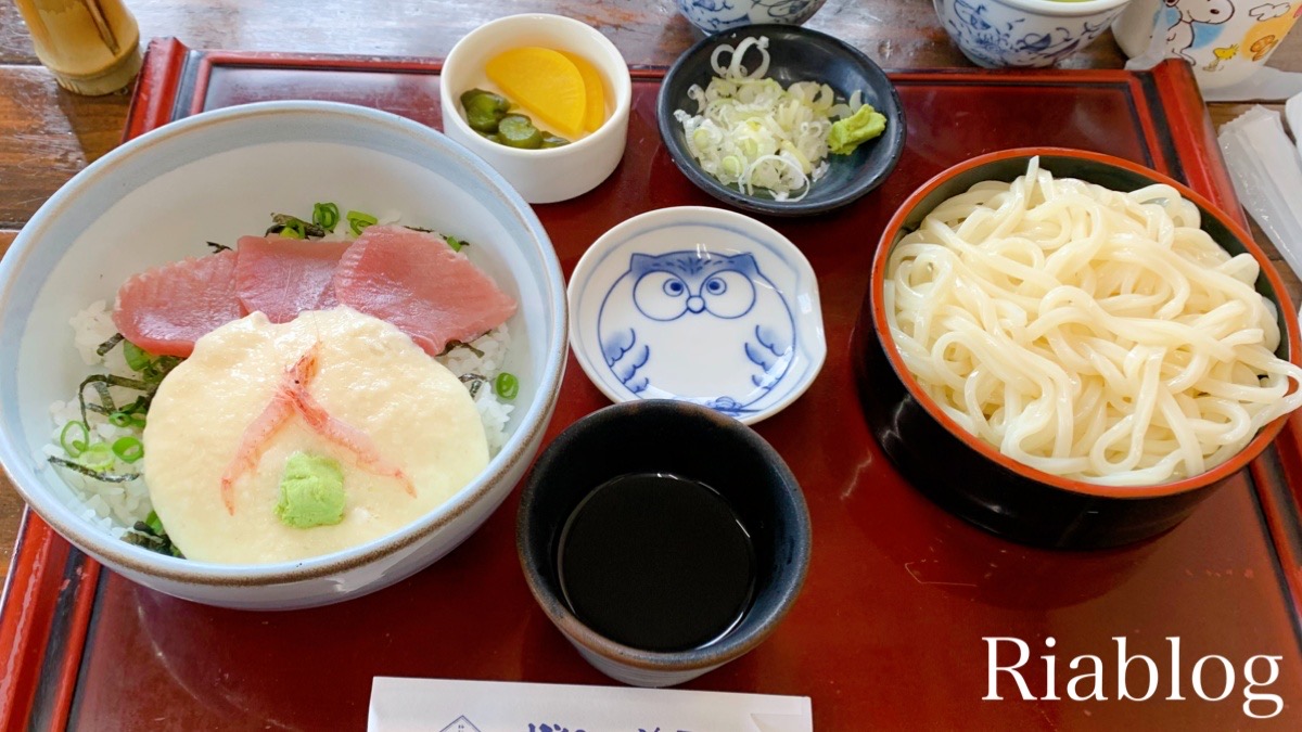 由比『桜えび茶屋』まぐろ山かけ丼とうどんのセット